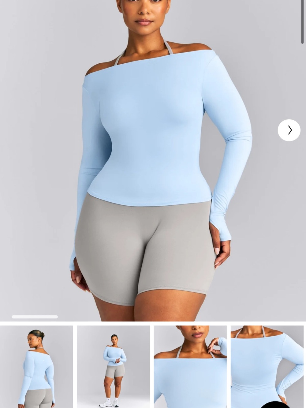Oner Active Off-Shoulder Long Sleeve Top — Light Blue